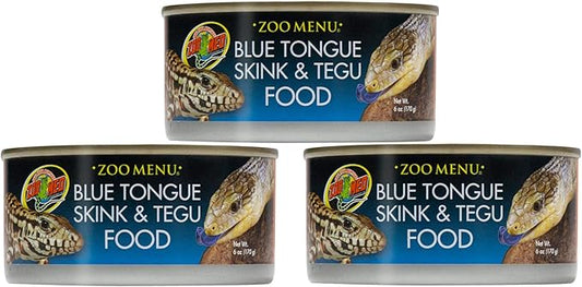 Zoo Med 3 Cans of Zoo Menu Blue Tongue Skin and Tegu Food, 6 Ounces each