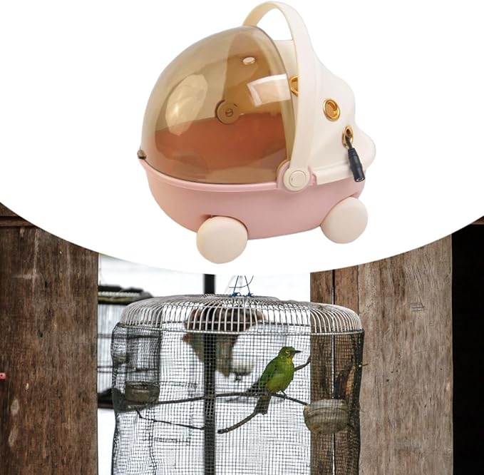 Heated Bird Carrier Bag Winter Warm Bird Nest Sturdy Small Animal Carry Cage for Finch Parrots Hiking Traveling- Pink