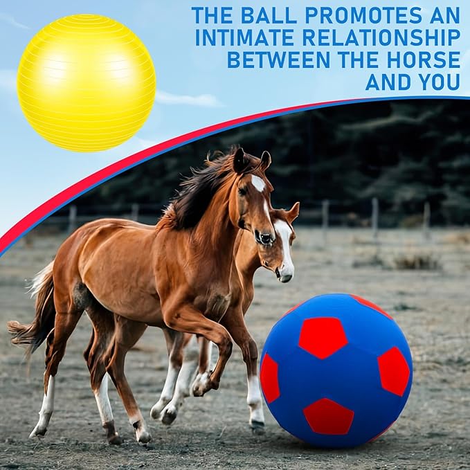 48 Inch Giant Herding Ball with Cover Anti Burst Ball Please Watch VCR for How to Inflation Large Horse Toys for Horse Stall Entertainment Play, Pump Included(Blue-red)