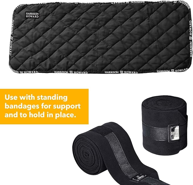 Harrison Howard Quilted Leg Wraps for Horse Set of 4- Black L