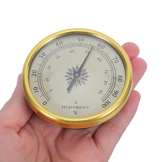 Round Hygrometer, 72mm High Precision 2.5 Accuracy 2% RH Resolution Analog Mechanical Humidity Gauge, Stainless Steel & Glass Face Hygrometer