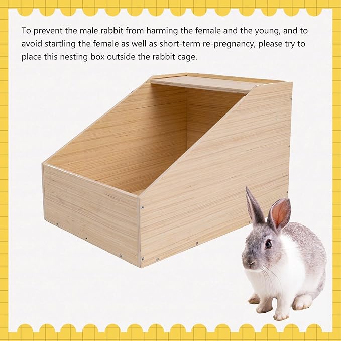 Wood Rabbit Nesting Box, 18"x15"x12"Wooden Small Animals Hutch Hideout for Breeding,Suitable for Rabbits ，Guinea Pig & Other Small Animals