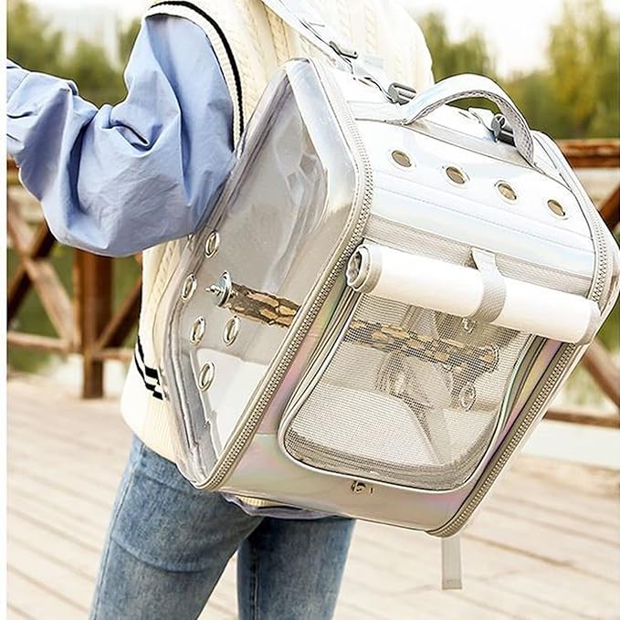 ENGENDER Bird Cage Bird Travel Bag Light Bird Carrier Transparent Breathable Bird Cage Pet Bag for Parrot Pets Or Habitat Supplies Accessories Parakeet Cage