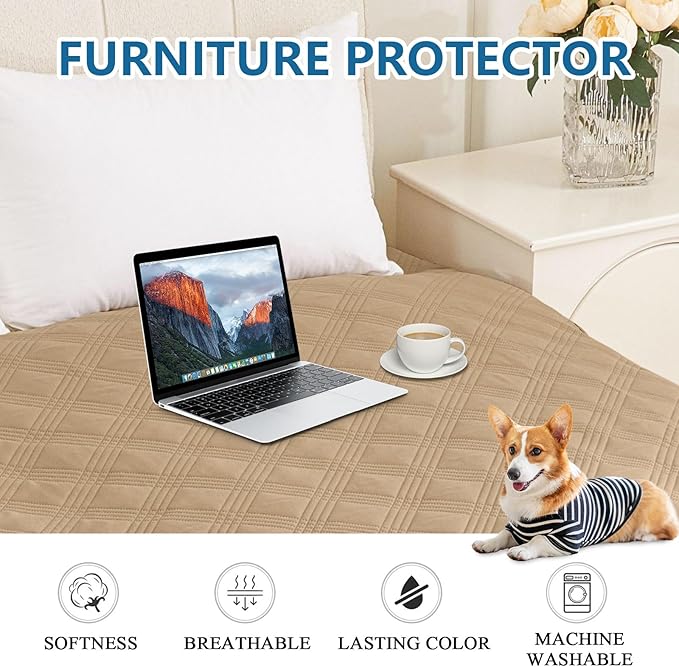 hyha Waterproof Dog Blanket, Reversible Pet Bed Blanket, Soft Sofa Couch Cover for Dogs Washable, Waterproof Pet Couch Covers for Sofa Puppy Cats Furniture Protector(30"x53", Camel/Camel)