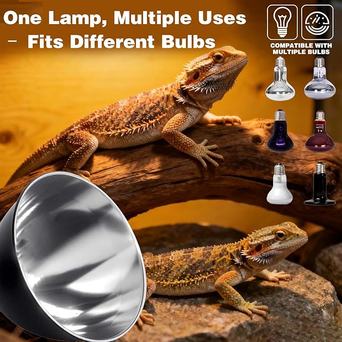8.5-inch Standard lamp Dome for Reptile Heating Lamps, Object/Heat/Ceramic Heat emitters, up to 200W for Bearded Dragons, Turtles, Snakes and Lizards Lamps