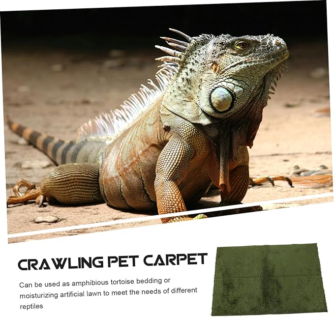 Reptile Carpet Mat for Tortoise and Amphibians Moisture Retaining Substrate Liner for Terrarium Easy to Clean Faux Grass Bedding