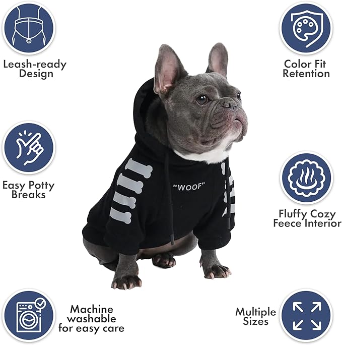 Spark Paws Dog Hoodie – Premium Dog Sweater for Small, Medium, and Large Dogs | Warm Outfits for French Bulldogs, Pitbull, Puppy, Winter Jacket Alternative - Woof - 2XL