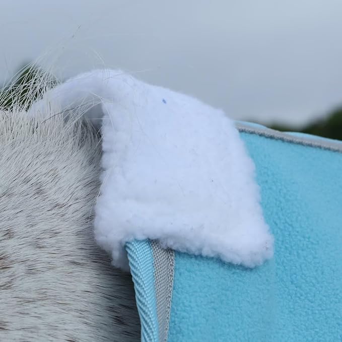 LEAFOREST Horse Fleece Blanket Polar Fleece Cooler Liner Soft Exercise Blankets for Horses Moisture Wicking Sheet in The Barn, Stable, Stall, Pasture, Paddock Blue 81 inches
