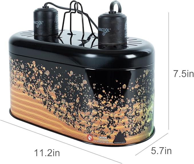 WACOOL Reptile Dome Light Dual Fixture for 2 Light Bulbs, Optical Reflector Lampshade for Tropical Desert Reptile Heat Lamp UVB Light Dual Combo Kit with 2 Independent Switches