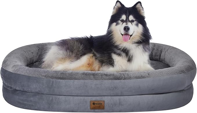 Orthopedic Dog Bed for Extra Large Dogs, XL Waterproof Dog Bed with Bolsters, Supportive Egg Crate Foam Pet Couch Bed with Removable Washable Cover & Non-Slip Bottom, Dark Grey