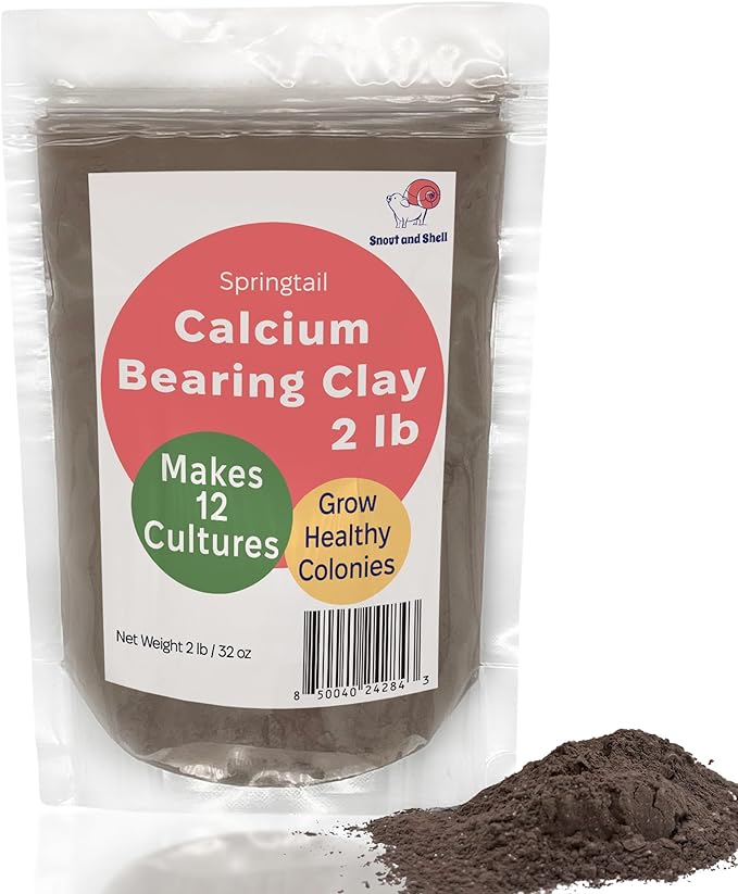 Snout and Shell Springtail Calcium Bearing Clay - 2 lb | Ideal for Culturing Springtails, Reptile and Amphibian Terrariums, and Natural Habitat Cleanup Crew