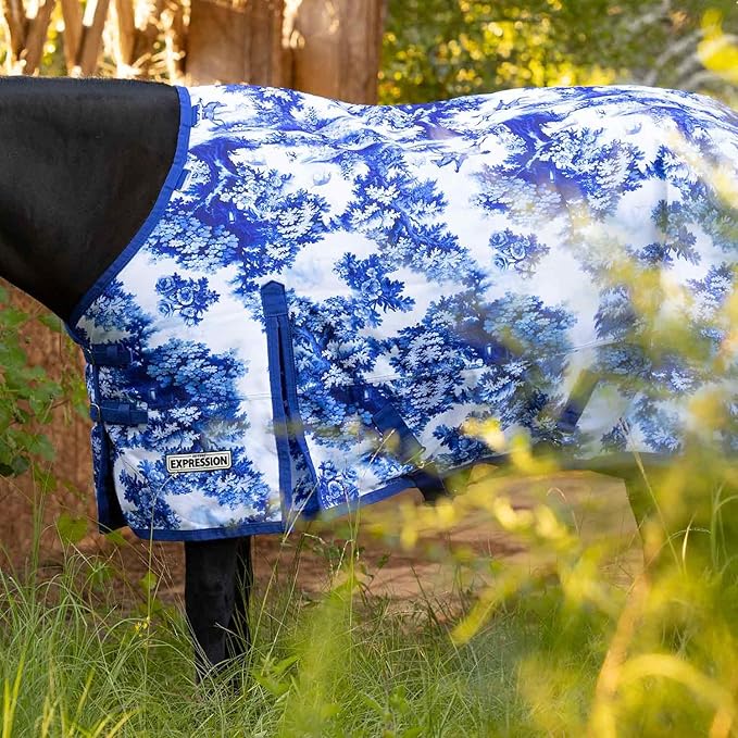 Jeffers Expression 1200 Denier Standard Neck Turnout Sheet, 87" - 0g Lightweight Waterproof Horse Blanket, Breathable Outdoor Rug with Straps, Gussets, Tail Flap, Adjustable Fit - Equestrian Toile
