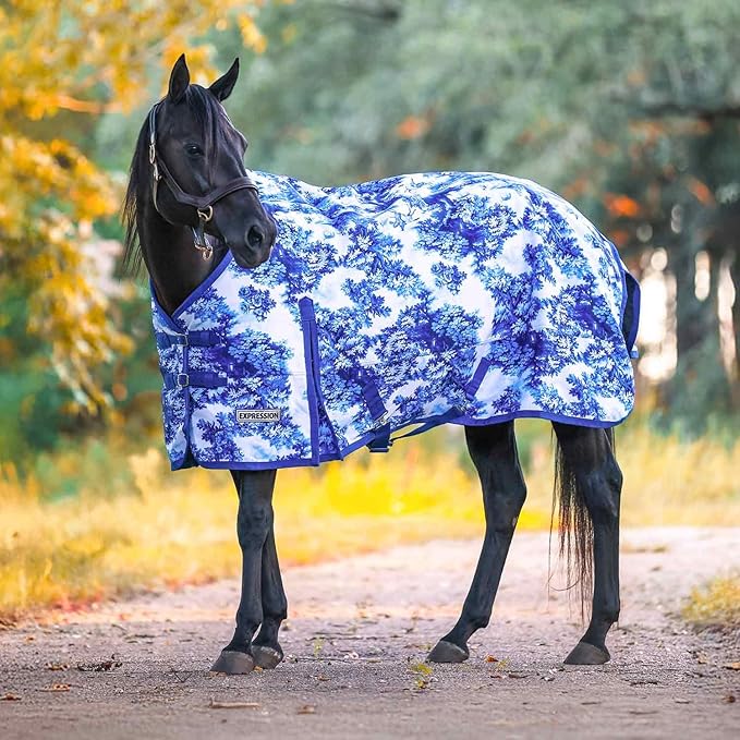 Jeffers Expression 1200 Denier Standard Neck Turnout Blanket for Horses, 81"- Water Proof, Breathable, 240 gram Polyfill, Medium Weight Warmth, Winter Protection for Stall, Barn – Equestrian Toile