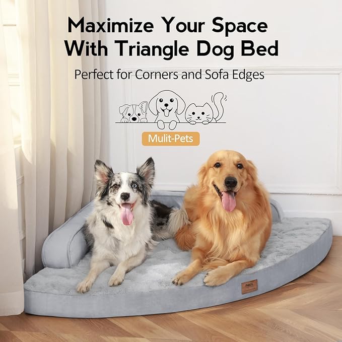 MEKIY Large Orthopedic Dog Bed with Sides XXXL Dog Beds with Removable Washable Cover Non-Slip Waterproof Pet Bed for Extra Large Dogs - Grey XXXL