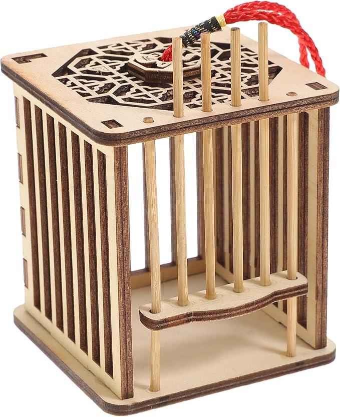 FRCOLOR 1pc Cage Cricket Cage Transport Habitat Reptiles Outdoor Cricket Nature Exploration Toy Reptile Terrarium Mini Pets Pet Supplies Wooden Travel Hanging