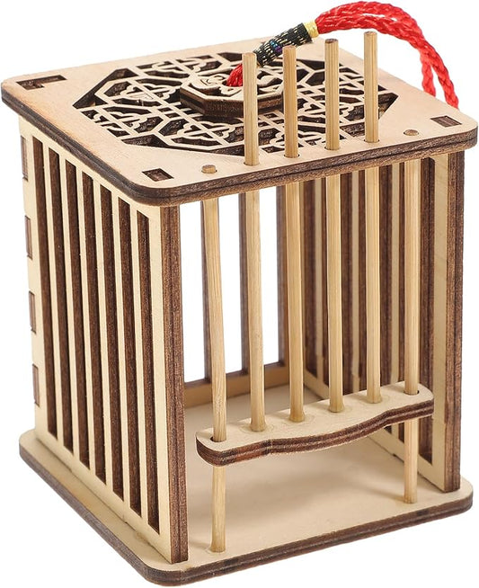 FRCOLOR 1pc Cage Cricket Cage Transport Habitat Reptiles Outdoor Cricket Nature Exploration Toy Reptile Terrarium Mini Pets Pet Supplies Wooden Travel Hanging