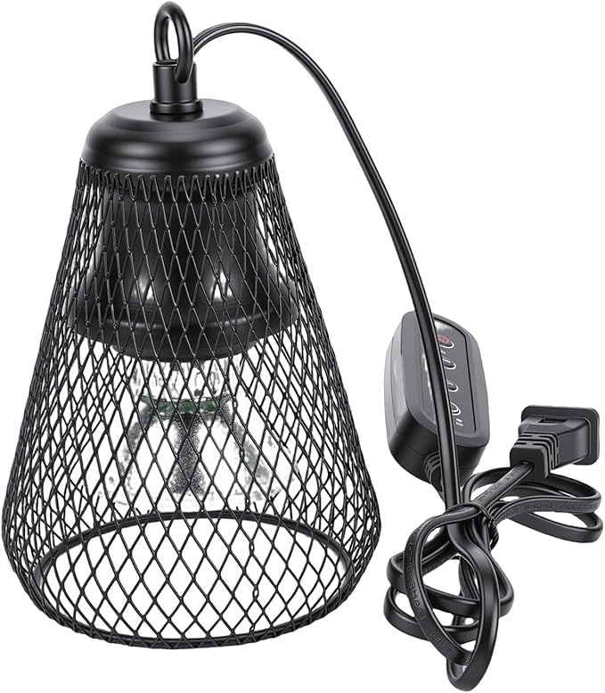 Reptile Heater Lamp Anti Scald Mesh Cage Lampshade Cover for Turtles Chicks Lizard Snake (US Plug)