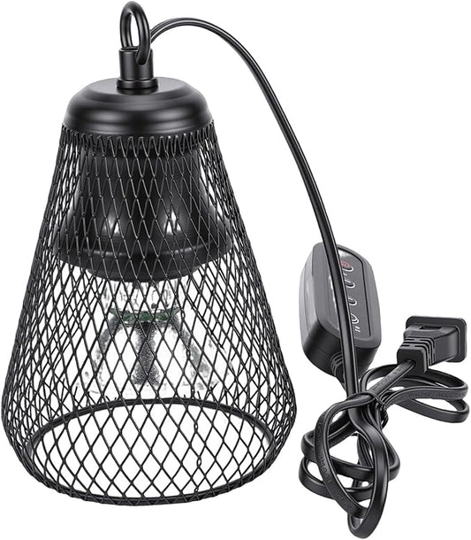 Reptile Heater Lamp Anti Scald Mesh Cage Lampshade Cover for Turtles Chicks Lizard Snake (US Plug)