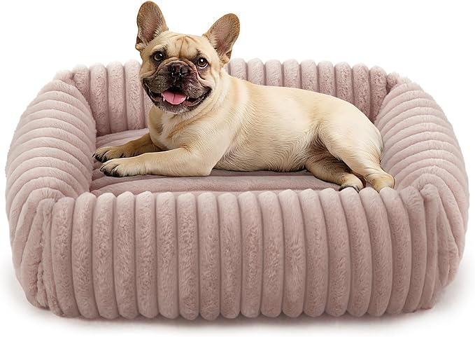 FURTIME Dog Bed for Small Medium Dog, Washable Orthopedic Pet Bed with Removable Cover, Rectangle Soft Calming Sleeping Puppy Bed Durable Pet Cuddler with Anti-Slip Bottom