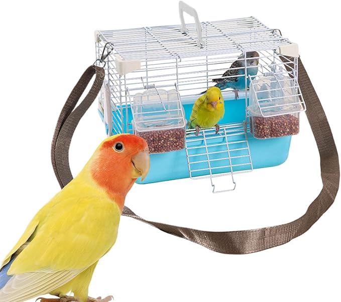 Bird Travel Cage - Portable Heavy-Duty Cages, Comfortable Handle, Small Animal Housing, Durable Pet Carrier | Safe Travel Cage for Cockatiels Budgies Peony Pearl Munias Home Outdoor