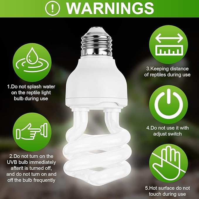 Reginary 4 Pcs UVB Reptile Light 15.0 13w UVB Bulb for Desert Tropical & Sub-Tropical Reptiles Compact Fluorescent Lamp, Ideal for Chameleons, Lizards, Tortoises, Snakes, Iguanas & Turtles