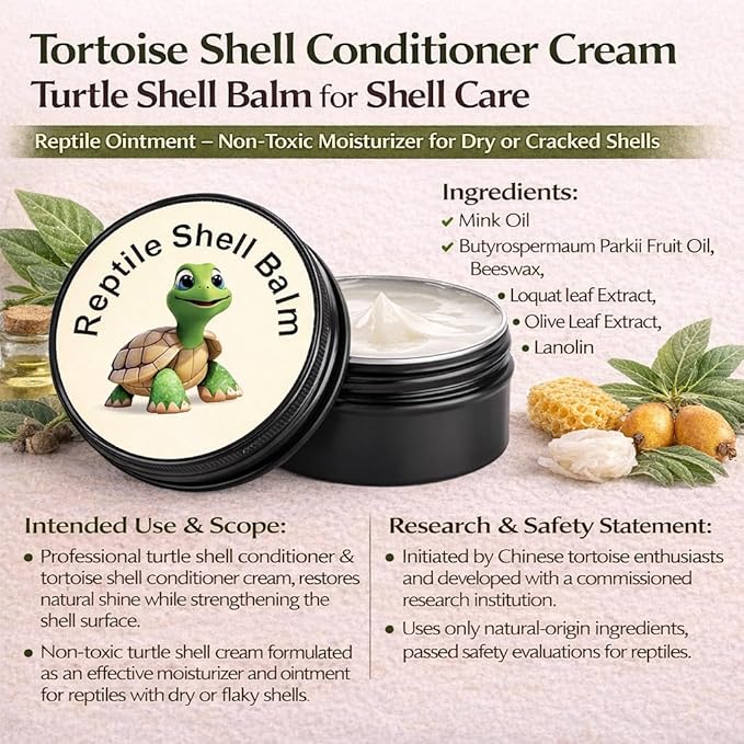 Tortoise Shell Conditioner Balm for Turtle Shell Care – Moisturizer Treatment for Dry Shell, Land Reptile Hydration Cream 2 oz