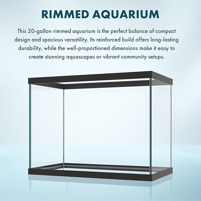 SubstrateSource 20 Gallon Glass Aquarium - 24 x 12.5 x 17.25 in - Large Clear Rectangular Rimmed Freshwater/Saltwater Fish Tank for Betta, Goldfish, Guppy, Shrimp for Home or Office Aquascaping
