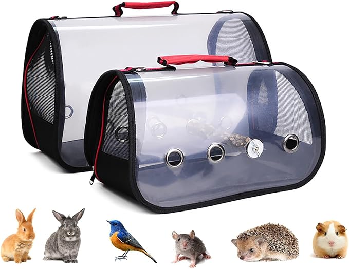 Bird Carrier Travel Cage, Small Bird Carrier, Portable Transparent Carrier Cage Pet Hamster Breathable Out Bag Suitcase for Parakeet, Parrot, Cockatiel, Guinea Pig for Hiking (Size : Large)