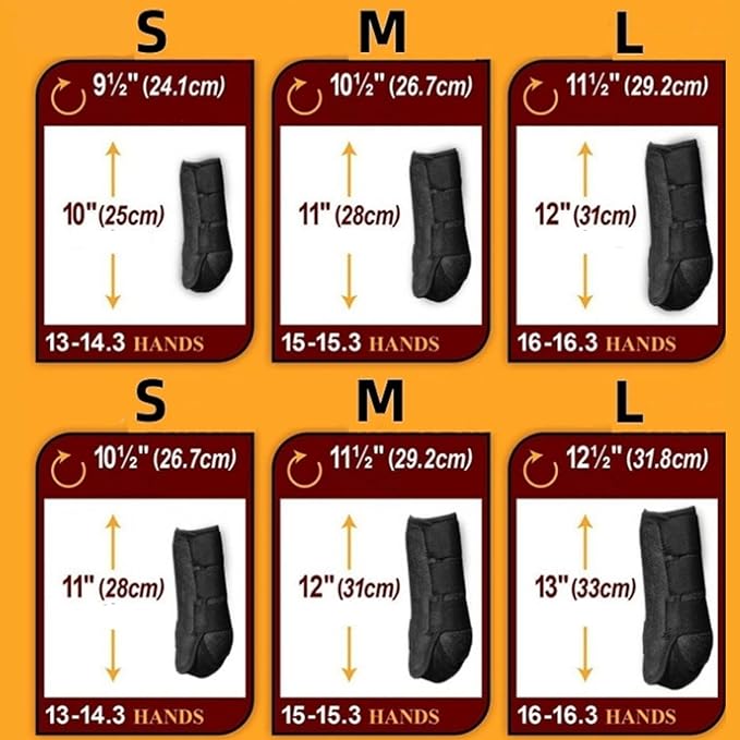 Generic 4Pcs Horse Boots Leg Protectors Adjustable Comfortable Neoprene Reusable Breathable Horse Protectors Equipment Set, Black, S