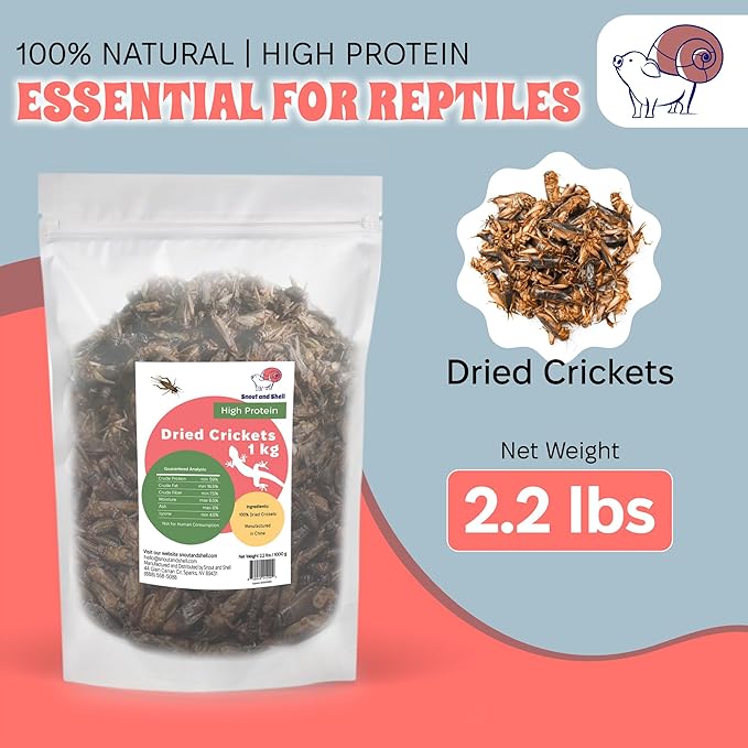 Dried Crickets (2.2 lbs) for Reptiles, Birds, and Small Pets - Natural Insect Food with Essential Nutrients - 1 kg