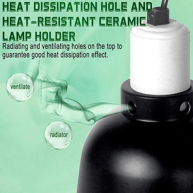 BNOSDM Reptile Light Fixture,5.5 Inch Deep Dome Reptiles Heat Lamp Fixture for UVB UVA Bulb,Heat Basking Bulb,Optical Reflection Heat Lamp Fixtures for Reptile Amphibian Tank Terrariums