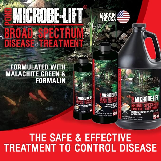 MICROBE-LIFT BSDT16 Broad Spectrum Disease Treatment for Ponds and Outdoor Water Garden, Safe for Live Koi Fish, Goldfish, Plants, and Decor, 16 Fl Oz