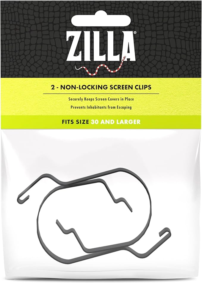 Zilla Reptile Terrarium Fresh Air Screen Non-Locking Clips, 2 Pack, Large