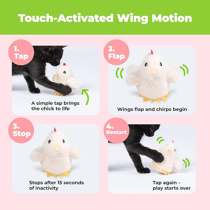 Best Pet Supplies Catify Interactive Flapping Cat Toy - Chick, Beige - Image 2