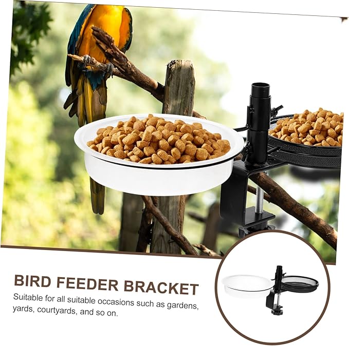 Bird Food Container Double Bowl Bird Feeder Water Dispenser for Garden and Backyard Metal Construction Easy to Install