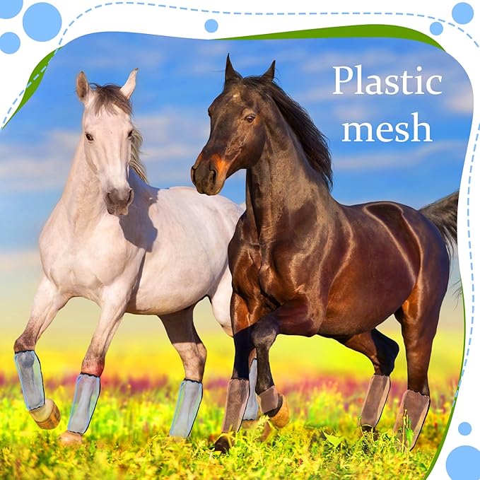 16 Pcs Fly Boots for Horses Mesh Ventilated Horse Leggings Breathable Horse Leg Wraps to Reduce Stomping Hoof Damage and Leg Fatigue, 4 Colors (Classic Color)