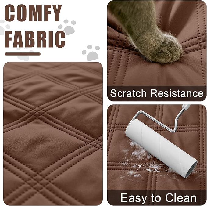 Smiry Waterproof Dog Bed Cover Blanket 30x82, Soft Reversible Pet Blanket, Washable Leakproof Cats Dogs Couch Cover for Sofa, Couch, Furniture, Lattice, Brown/Chocolate