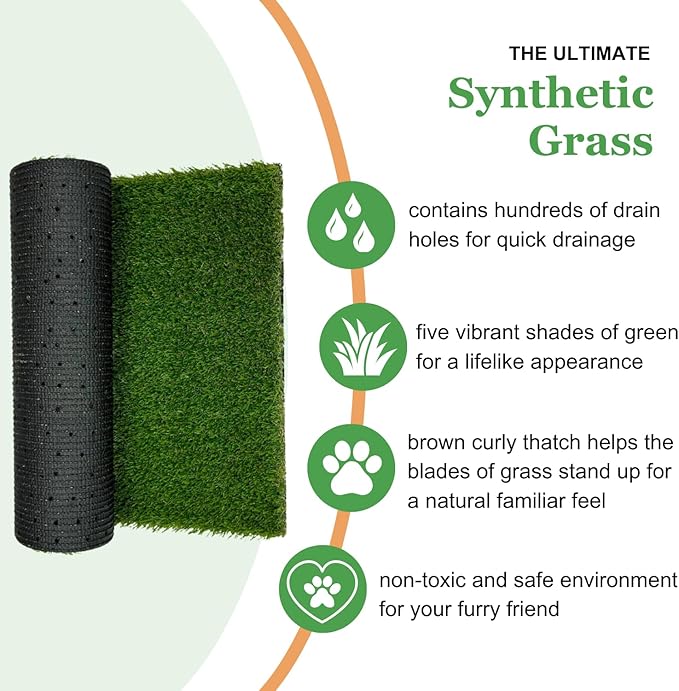 Porch Potty Premium with Spinklers, Outer Dimensions 26" x 50" x 7", Grass Area 8 Square Feet (4' x 2')