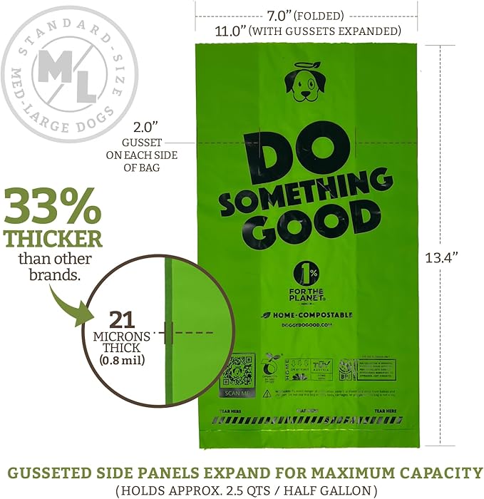 Doggy Do Good Landfill-Friendly Poop Bags | Dog Waste Bags Made with 50% Recycled Plastic + 15% Biobased Material | Unscented, Thick, Leak-Proof, Easy Open | Standard Size | 360 Count Bulk Box