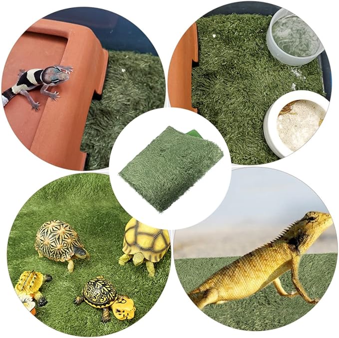 Abaodam Crawl Pets Cushion Reptile Carpet Liner for Terrarium Reusable Fake Lawn Mat Premium for Tortoise and Lizard Habitat Easy to Install and Remove