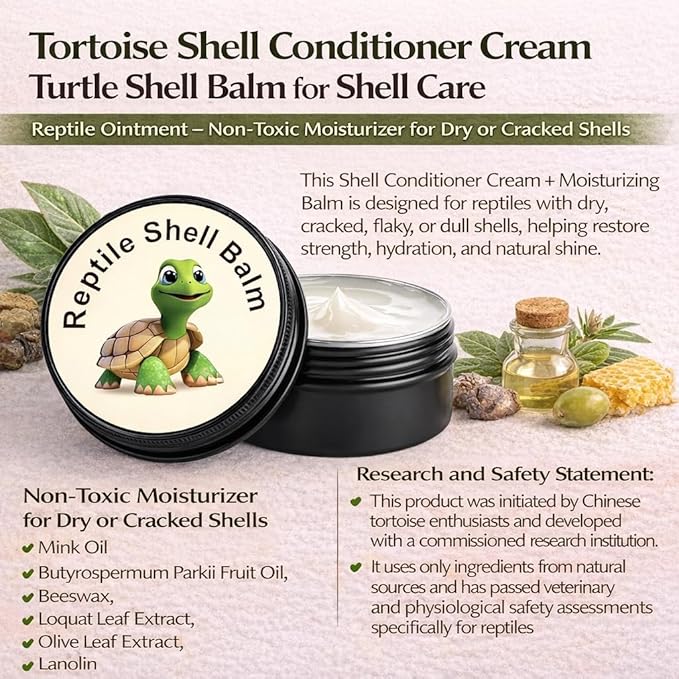 Tortoise Oinment Shell Conditioner Cream ?€? Shell Care Balm Moisturizer for Box Turtles, Sulcata, Russian, Desert Tortoise Dry, Cracked or Dull Protector