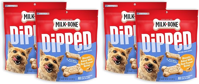 Milk-Bone Dipped Dog Treat Biscuits Baked with Real Peanut Butter,32 Ounce,(Pack of 4)
