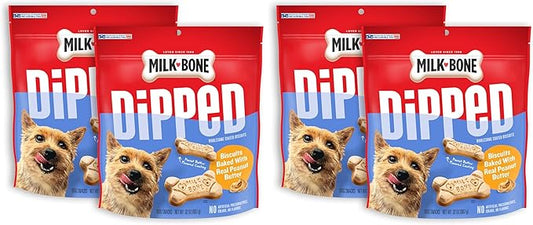 Milk-Bone Dipped Dog Treat Biscuits Baked with Real Peanut Butter,32 Ounce,(Pack of 4)