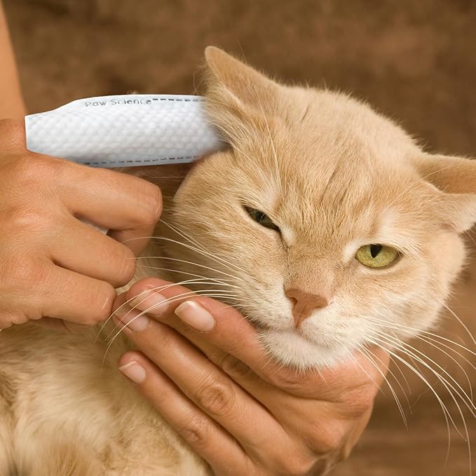 Paw Science Dog & Cat Ear Cleaner Wipes – Pet Finger Wipes for Cats & Dogs – Cleaning, Soothing, & Deodorizing Itchy Ears – Ear Relief Solution Wash (Unscented)