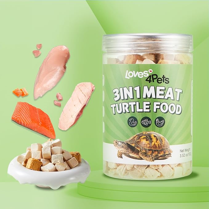 Turtle Food - 3 in 1 Freeze-Dried Meat ?€? Chicken, Duck & Salmon ?€? Natural Treats for Turtles, Cats & Dogs ?€? Human-Grade Real Meat