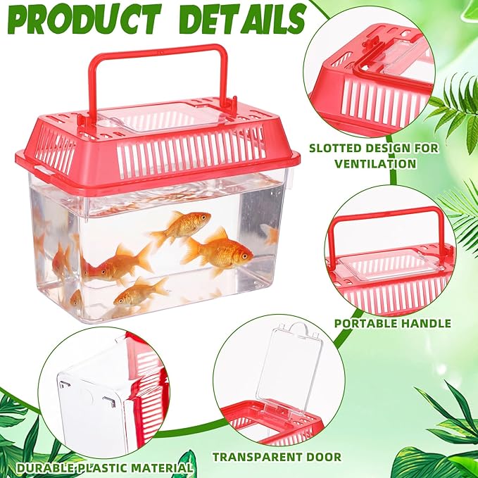 LemonRoad 25 Pcs Plastic Reptile Terrariums Carrier Cage Enclosure Snake Breeding Box Hatching Container Fish Tank with Ventilated Lid for Tarantula Spider Turtle Hermit Crab Lizard (5.9x4.3x3.7 Inch)
