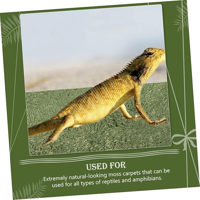 Mikikit Lifelike Fake Lawn Reptile Carpet Mat for Terrarium Bedding Comfortable and Breathable Pet Cushion for Tortoises Lizards and Other Reptiles