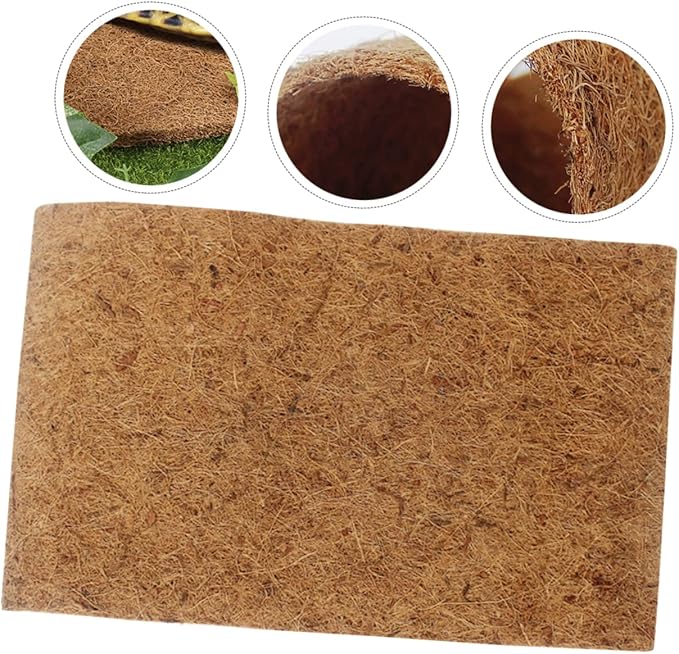 Toyvian Reptile Carpet Natural Coconut Fiber Mat Bedding Liner for Tortoises Snakes and Lizards Easy to Clean Terrarium Accessory