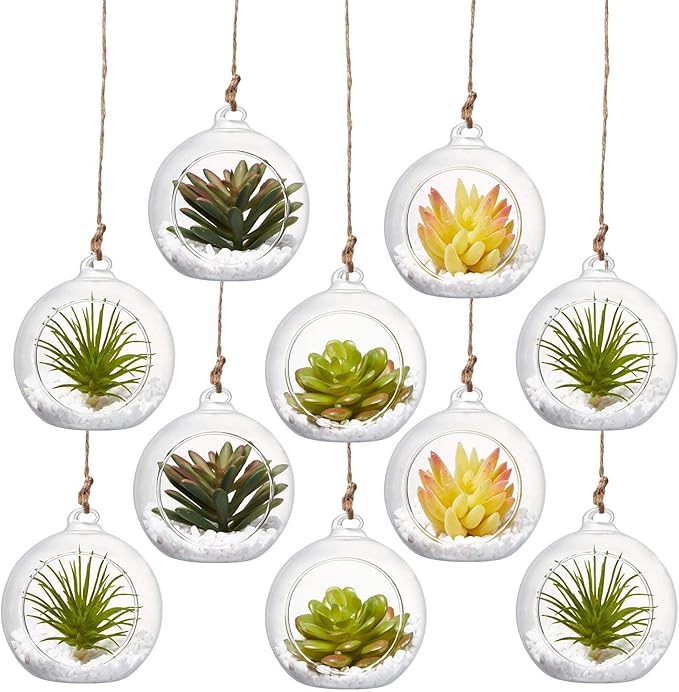 Hanging Glass Candle Holder, Globe Glass Tea Light Holder, Hanging Glass Vase, Flower Plants Terrarium, Glass Orbs Container, Micro Landscape DIY for Home, Office, Wedding (3.15" 24Pcs)