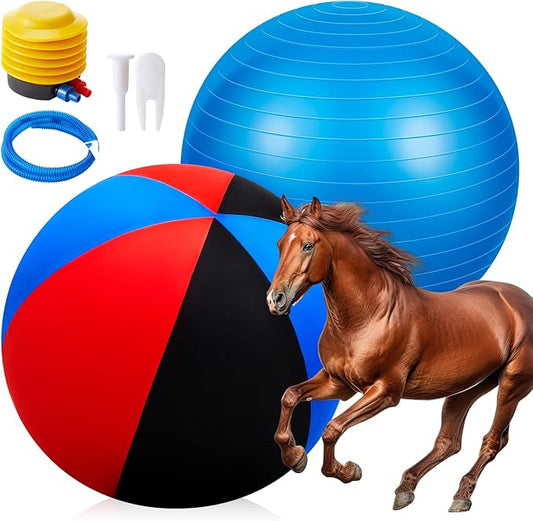 40 Inch Giant Herding Ball with Cover Anti Burst Ball Please Watch VCR for How to Inflation Horse Toys for Horses Stall Entertainment Play, Pump Included(Red, Red, Black, Stylish)